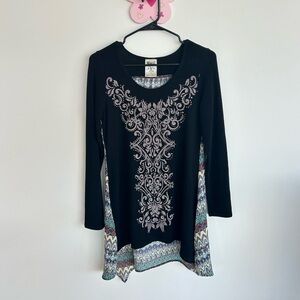 Vocal Black and Multicolor Patterned Women's Top